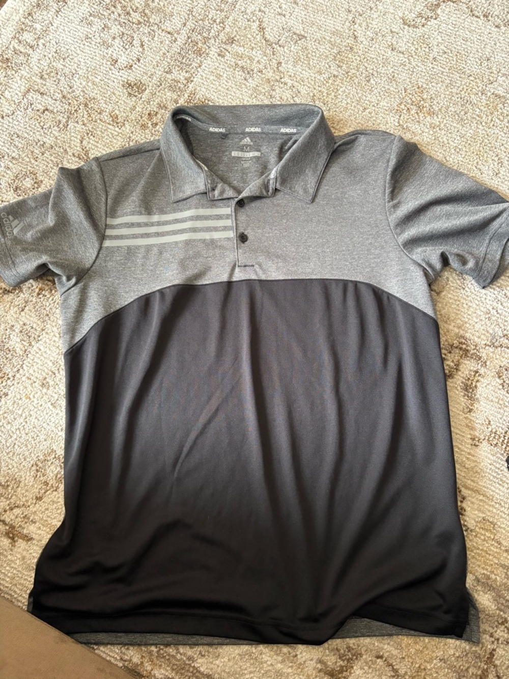 adidas Men’s Gray and Black Two-Tone Polo